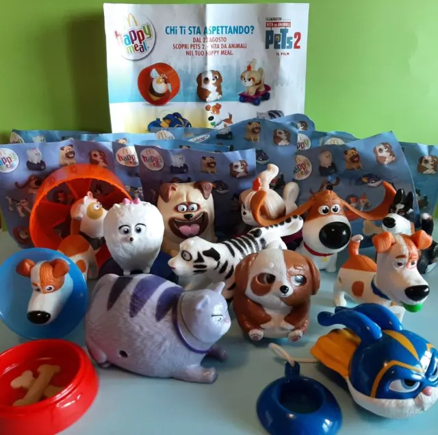 MC DONALD'S HAPPY MEAL Pets 2 2019 Serie completa con cartine personaggi  - HM09