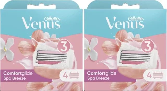 Pack 8 Lames Gillette VENUS Comfortglide Spa Breeze Lot Recharge Rasoir Femme 3*