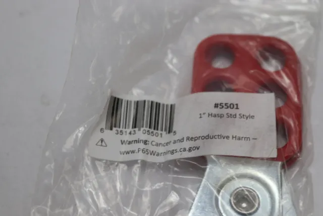 Rackems Standard Style Lockout Tagout Hasp Red Steel 1" Opening 5501