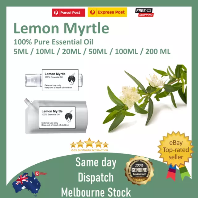 100% Pure Essential Oil Lemon Myrtle 5 ml 10 ml 50 ml 100 ml 200ml