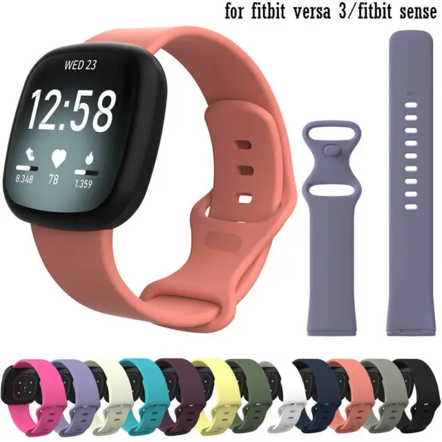 For Fitbit Versa 3 /Sense Silicone Strap Wristband Replacement Watch Band Sports