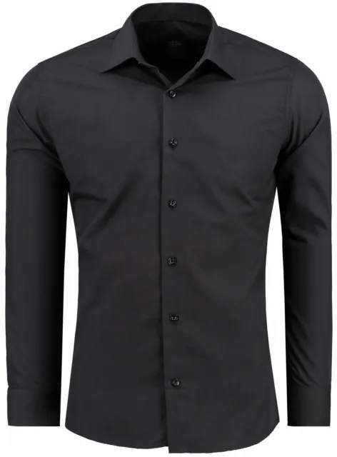 Herren Hemd Hemden Bügelleicht Business Hochzeit Freizeit Slim Fit 4