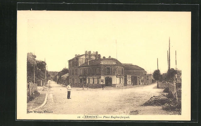 CPA Ermont, Place Eugene-Jaquet, vue de la rue avec Restaurant