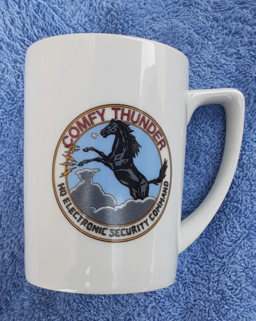 VTG Raytheon Comfy Thunder HQ Electronic Security Command 10 oz. Coffee Mug New!