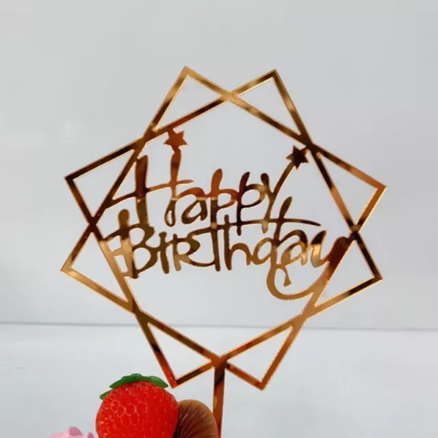 1pc Gold Happy Birthday Cake Topper Acrylic Birthday Party Cake Decorat'BY 2