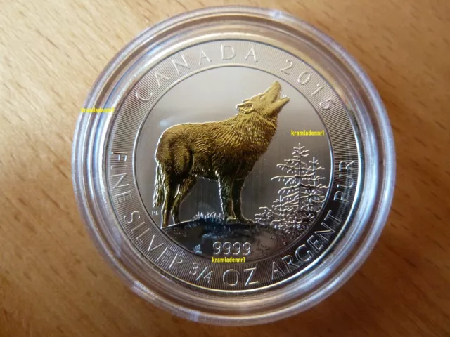 Canada 2 Dollar 2015 "Wildlife-Grey Wolf" Silber GILDED