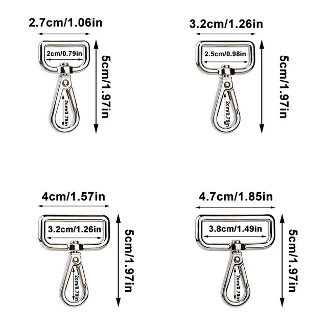 5Pcs Metal Bags Strap Buckles Lobster Clasp Collar Carabiner Snap Hook 27-47mm 2