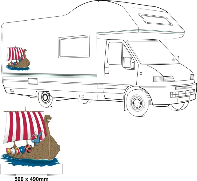 MOTORHOME VINYL GRAPHIC STICKER DECAL CAMPER VAN RV VIKING LONG BOAT ...