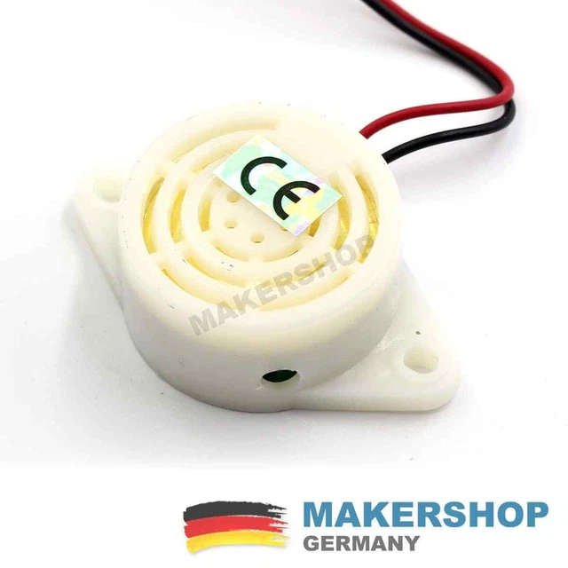 QWORK 8 Stück Elektronischer Summer, 3-24 V Active Buzzer 87 dB, Buzzer Alarm Piezo, Kabellänge