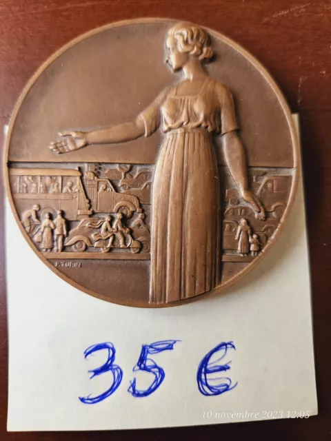 MED10481 MEDAILLE ART DECO DUNKERQUE ECOLE DES DETECTEURS 1947 par