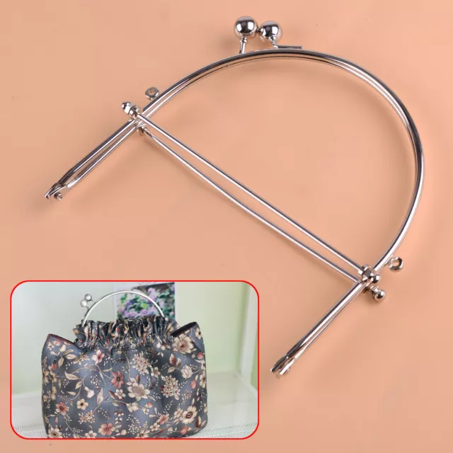1pcs Silver Metal Purse Frame Clutch Handle Bag Kiss Clasp Arch Lock DIY 15cm