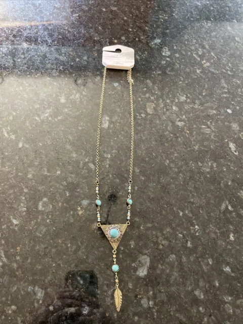 Urban Outfitters With Love From California Bronze And Turquoise Necklace, NWT! 2