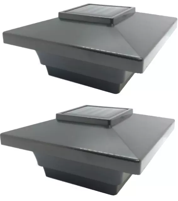 Solar Post Cap Low Profile 4 SMD LED Black 4X4 Vinyl & Wood ( 2 Pack ) PL251B