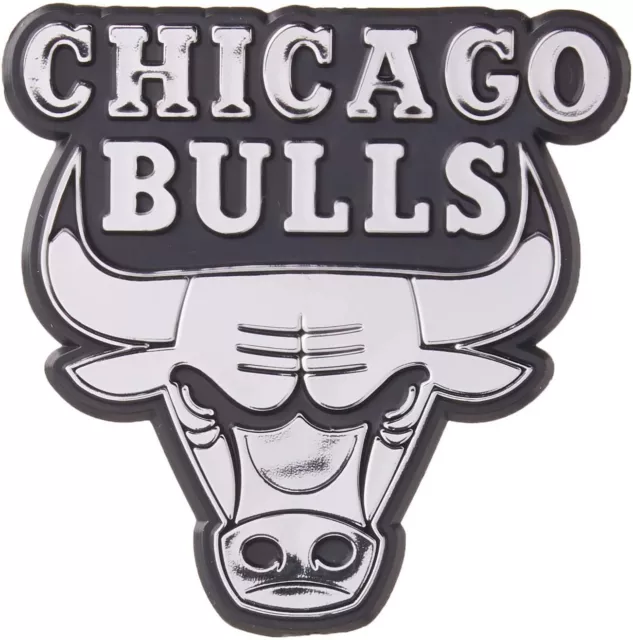 Chicago Bulls Silver Chrome Color Auto Emblem, Raised Molded Plastic, 3.5...