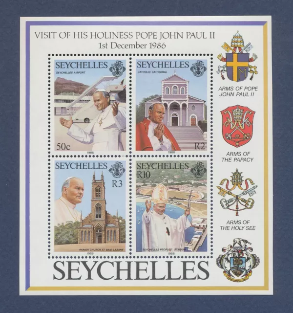 SEYCHELLES - Scott 609a - MNH S/S - Pope John Paul visit - 1986