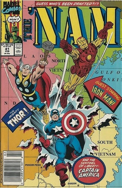 1990 Marvel - The Nam # 41 Newsstand Thor Iron Man & Cap - High Grade Copy