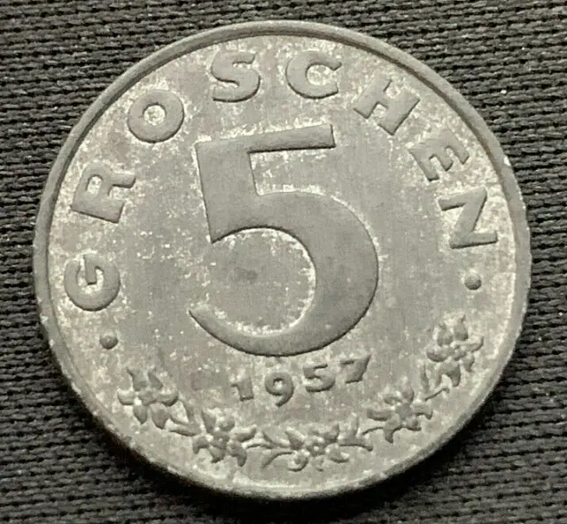 1957 Austria 5 Groschen Coin XF BETTER CIRCULATED  #M27