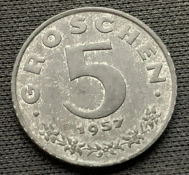 1957 Austria 5 Groschen Coin XF BETTER CIRCULATED  #M27