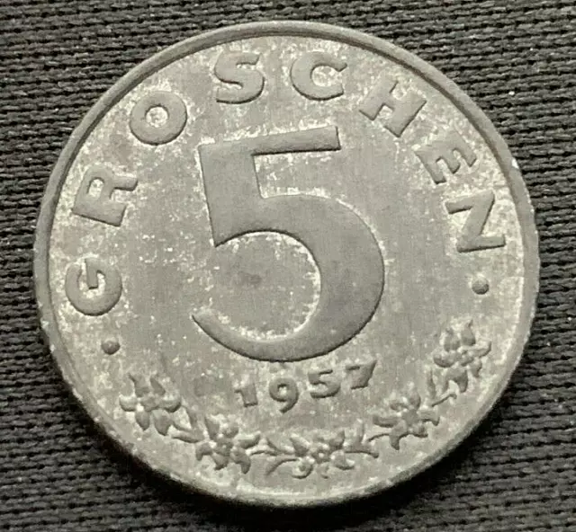 1957 Austria 5 Groschen Coin XF      #M27