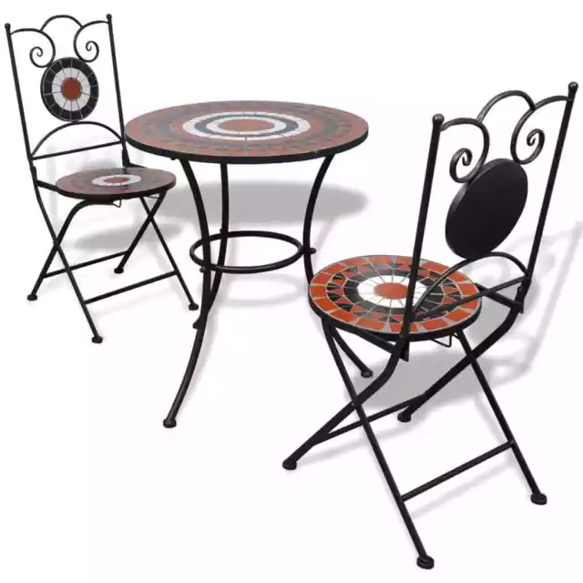 vidaXL 3-tlg. Bistro-Set Keramikfliese Terrakotta/Weiß