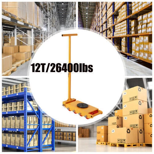 360° Industrial Machinery Mover 12T Heavy Duty Machine Dolly Skate Roller+Handle