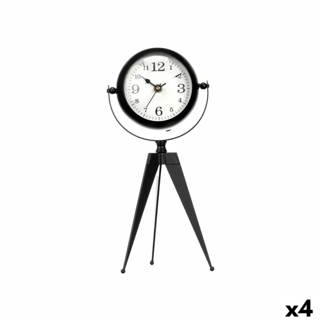 Reloj de Mesa Trípode Negro Metal 12 x 30 x 12 cm [4 Unidades]