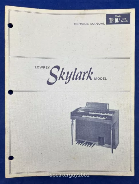 Original Lowrey Organs Service Manual / TP-10 Sylark w Reverb