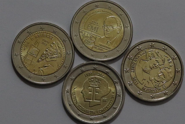 🧭 🇧🇪 Belgium - 2 Euro - 4 Commemorative Coins B58 #120