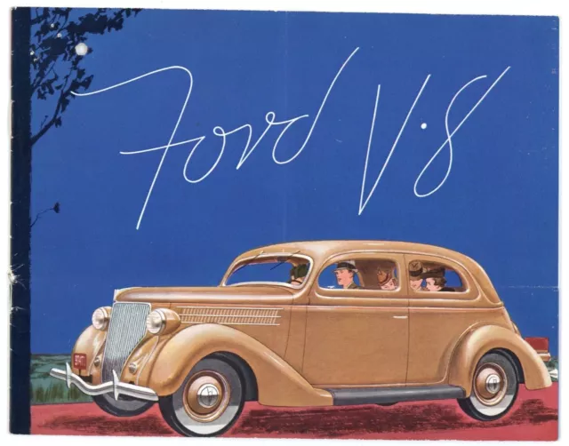 Antique FORD V-8 Car Brochure: Sedan Coupe Cabriolet Phaeton Roadster - 1936