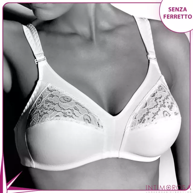 Reggiseno senza ferretto Gios 985 cotone e pizzo spalline larghe