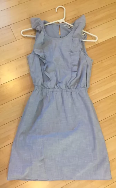 Designer Madewell Bellflower Ruffle Sleeve Dress Craft Blue Size 00 XXS