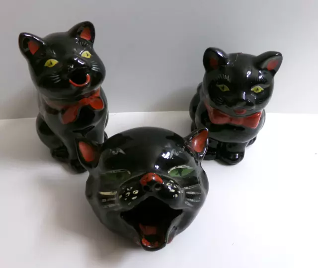 Vintage 1950's Redware Cat Sugar and Creamer set ~ Japan