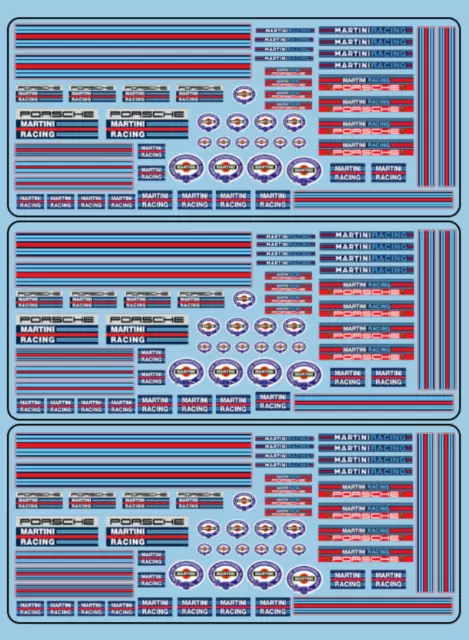 MARTINI RACING 1/43 1/32 1/24 1/18 Scalextric Slot Car Decals