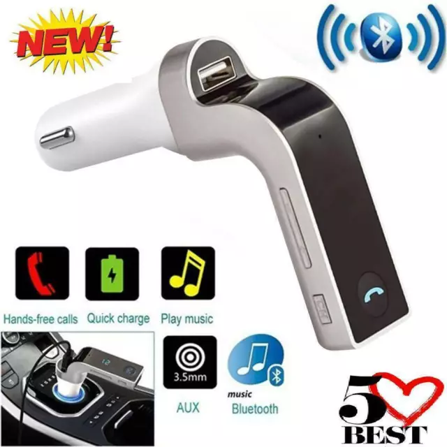 HOT!G7 Bluetooth Car Kits Handsfree Fm Transmitter Player Mp3 Q1G9 2024 Usb D4D5