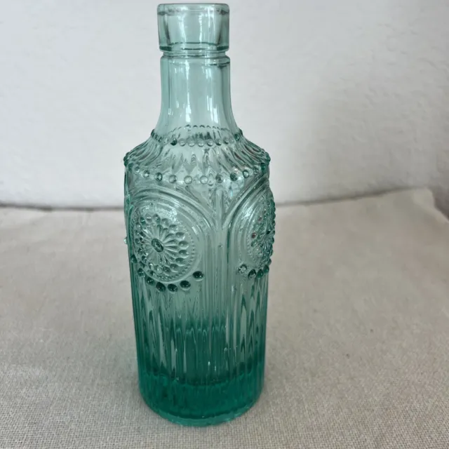 Pioneer  Woman Adeline Glass Bottle Oil Vinegar Cruet Teal No Dispenser Top