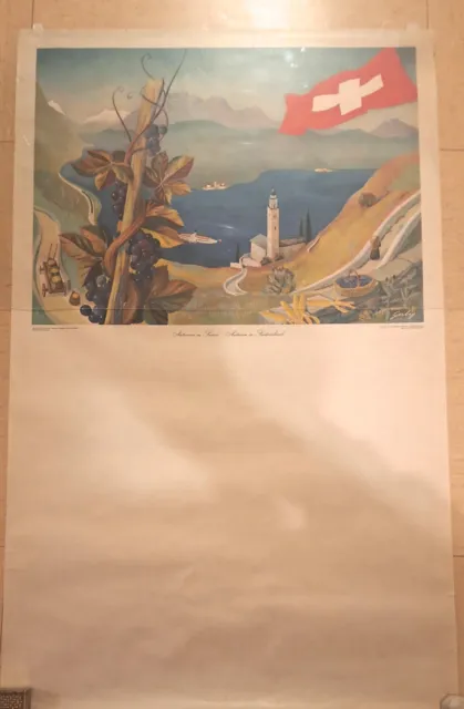 Affiche Touristique Originale - 1957 - AUtomne en SUisse par Gerbig 64 x 102