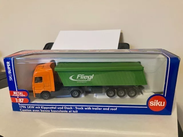 Siku Super Truck with trailer and roof.  Model 1796 Fliegl trailer. New & Boxed