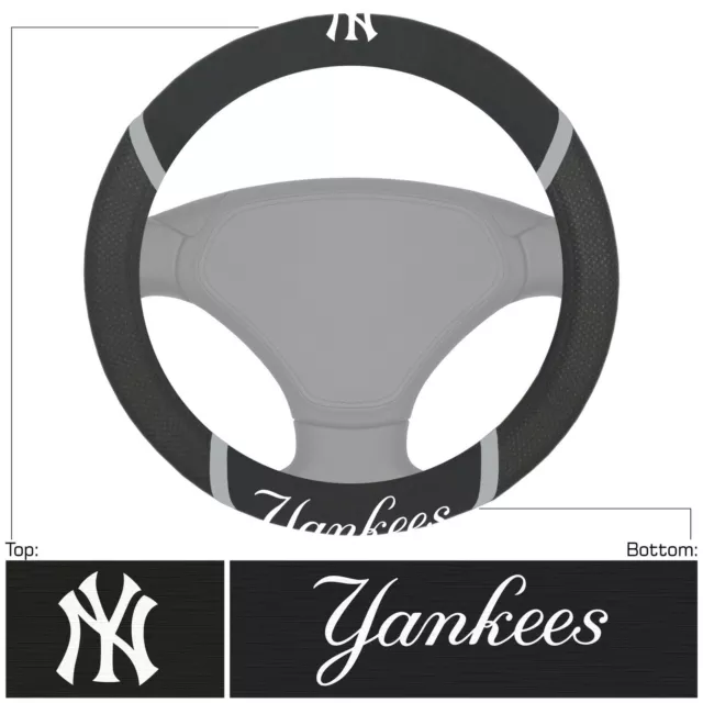 New MLB New York Yankees Car Truck Suv Van Black Mesh Steering Wheel Cover