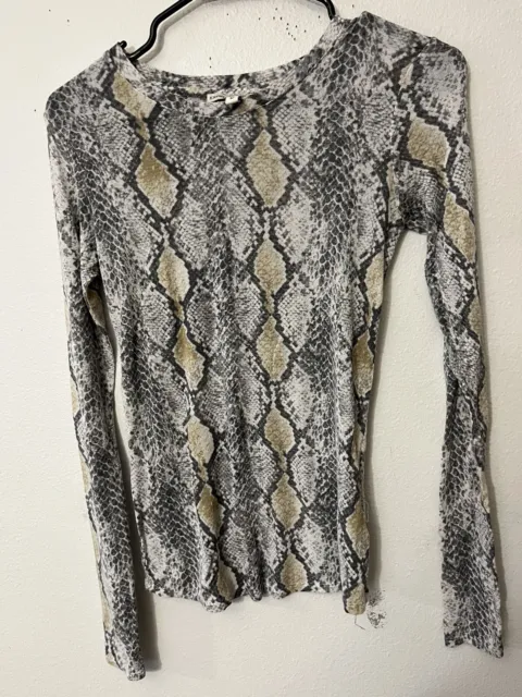 EXPRESS ONE ELEVEN GRay All Over Print Women LONG SLEEVE T SHIRT SIZE XS