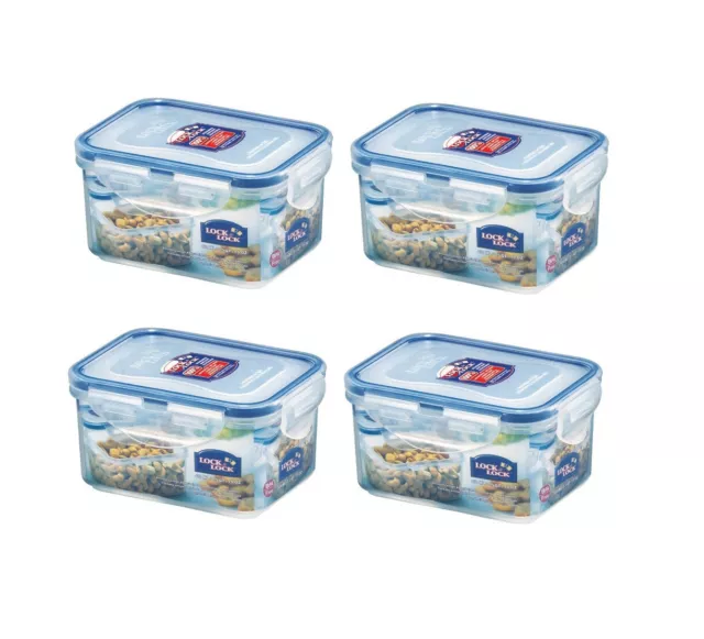 4 Clip Top Snack Tub Food Storage Container 470ml Rectangular Air Tight Storage