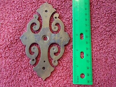 Vintage Knob Plate pull handle cut out back plate Brass hardware salvage 6-3/4"
