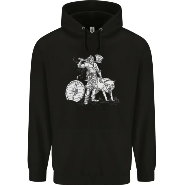 Viking With a Wolf and Shield Thor Valhalla Childrens Kids Hoodie