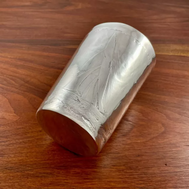 Tiffany Makers Custom Order Sterling Silver Beaker Sailboat Yacht Seascape 1890
