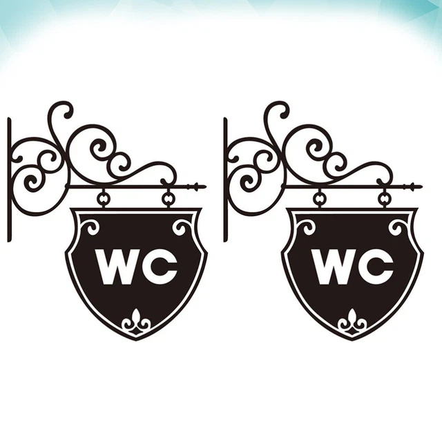 2pcs Toilette Tür Zeichen WC Wand Aufkleber Schälen Stick Wand Abziehbilder