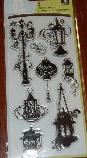 CLEAR ACRYLIC INKADINKADO STAMPS LANTERNS ~ Street & hanging lights wks CTMH blk