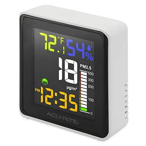 AcuRite Indoor Air Quality Monitor PM2.5 Temperature Humidity White