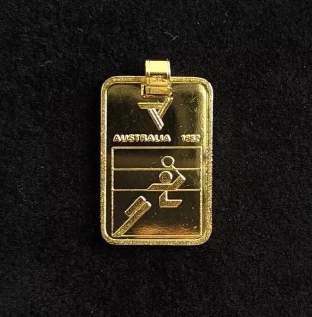 Fine Silver 999 Bar Ingot Pendant Badminton 1982 Commonwealth Games Gold Plated