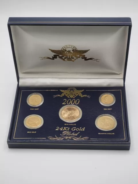 2000 24kt Gold Plated US Mint Proof 5 Coin Sets - Original US Mint