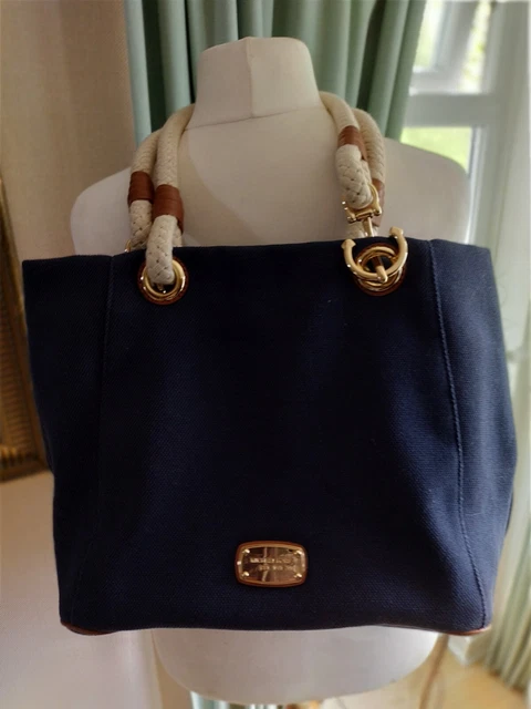 MICHAEL KORS Shoulder bag Marina style Canvas Rope Handles Brass Wear Stunning 45.00 PicClick UK