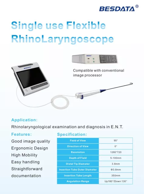 Besdata Usage Unique Flexible Rhinolaryngoscope Portable Jetable Endoscope USB